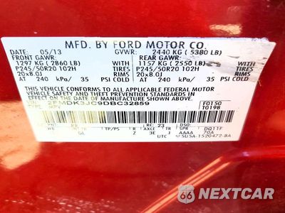 Zdjęcie 13 z 13 samochodu: 2013 FORD EDGE SEL VIN:2FMDK3JC9DBC32859 - miniatura