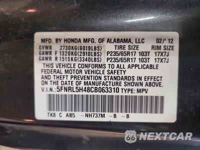 Zdjęcie 13 z 13 samochodu: 2012 HONDA ODYSSEY EX VIN:5FNRL5H48CB063310 - miniatura