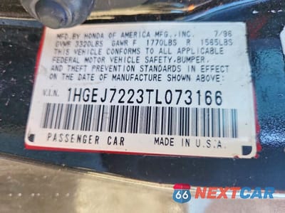 Zdjęcie 13 z 13 samochodu: 1996 HONDA CIVIC HX VIN:1HGEJ7223TL073166 - miniatura