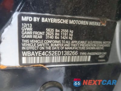 Zdjęcie 12 z 12 samochodu: 2014 BMW 740 LI VIN:WBAYE4C52ED138266 - miniatura