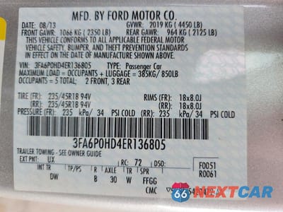 Zdjęcie 12 z 12 samochodu: 2014 FORD FUSION VIN:3FA6P0HD4ER136805 - miniatura