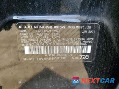 Zdjęcie 12 z 12 samochodu: 2021 MITSUBISHI MIRAGE ES VIN:ML32AUHJ9MH006173 - miniatura