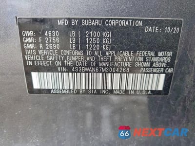 Zdjęcie 13 z 13 samochodu: 2021 SUBARU LEGACY LIMITED VIN:4S3BWAN67M3004268 - miniatura