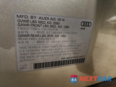Zdjęcie 12 z 12 samochodu: 2014 AUDI Q5 PRESTIGE VIN:WA1WGAFP3EA109077 - miniatura