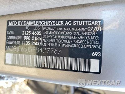 Zdjęcie 12 z 12 samochodu: 2002 MERCEDES-BENZ E-CLASS VIN:WDBJF65J52B427767 - miniatura