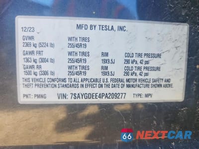 Zdjęcie 12 z 12 samochodu: 2023 TESLA MODEL Y VIN:7SAYGDEE4PA209277 - miniatura