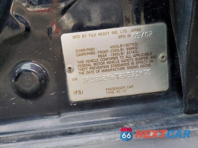 Zdjęcie 12 z 12 samochodu: 2002 SUBARU IMPREZA WRX VIN:JF1GD29672G531475 - miniatura