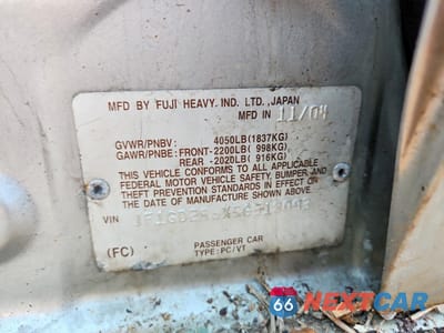 Zdjęcie 12 z 12 samochodu: 2005 SUBARU IMPREZA WRX VIN:JF1GD296X5G518093 - miniatura