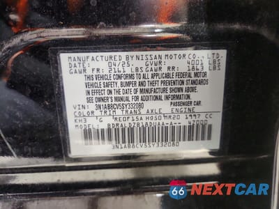 Zdjęcie 12 z 12 samochodu: 2025 NISSAN SENTRA SV VIN:3N1AB8CV5SY332080 - miniatura