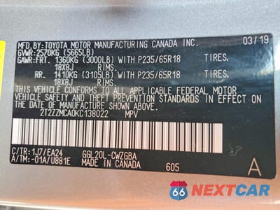 Zdjęcie 13 z 13 samochodu: 2019 LEXUS RX VIN:2T2ZZMCA0KC138022 - miniatura