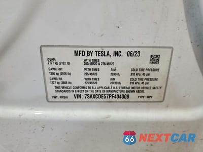 Zdjęcie 13 z 13 samochodu: 2023 TESLA MODEL X VIN:7SAXCDE57PF404008 - miniatura