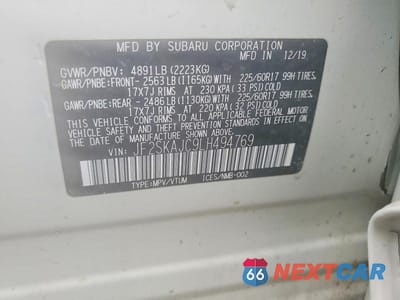 Zdjęcie 14 z 14 samochodu: 2020 SUBARU FORESTER PREMIUM VIN:JF2SKAJC9LH494769 - miniatura