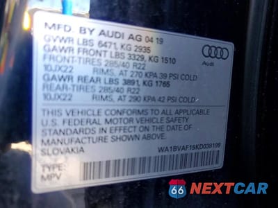 Zdjęcie 13 z 13 samochodu: 2019 AUDI Q8 PREMIUM PLUS VIN:WA1BVAF19KD038199 - miniatura