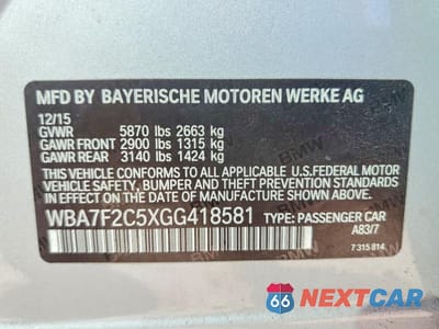Zdjęcie 12 z 12 samochodu: 2016 BMW 750 XI VIN:WBA7F2C5XGG418581 - miniatura