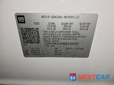 Zdjęcie 13 z 13 samochodu: 2022 GMC ACADIA SLE VIN:1GKKNKL43NZ132410 - miniatura
