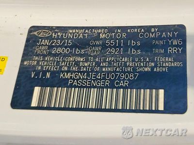Zdjęcie 12 z 12 samochodu: 2015 HYUNDAI GENESIS 3.8L VIN:KMHGN4JE4FU079087 - miniatura