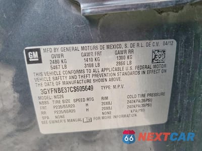 Zdjęcie 13 z 14 samochodu: 2012 CADILLAC SRX PERFORMANCE COLLECTION VIN:3GYFNBE37CS605649 - miniatura