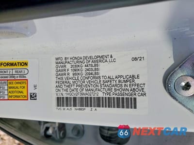Zdjęcie 13 z 13 samochodu: 2021 HONDA ACCORD SPORT VIN:1HGCV2F39MA027212 - miniatura