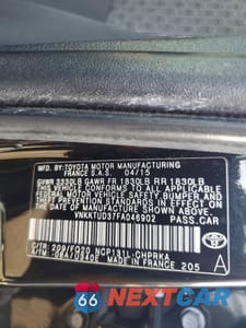 Zdjęcie 13 z 13 samochodu: 2015 TOYOTA YARIS 5-DOOR L VIN:VNKKTUD37FA046902 - miniatura