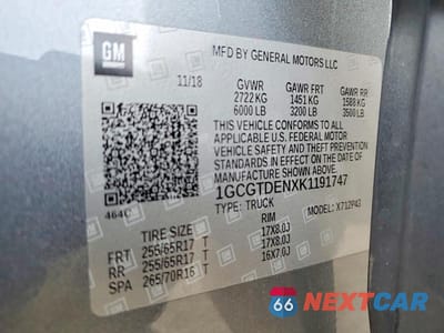 Zdjęcie 13 z 13 samochodu: 2019 CHEVROLET COLORADO Z71 VIN:1GCGTDENXK1191747 - miniatura