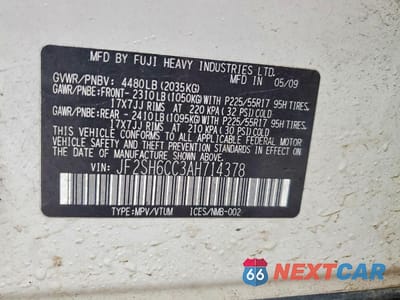 Zdjęcie 13 z 13 samochodu: 2010 SUBARU FORESTER 2.5X PREMIUM VIN:JF2SH6CC3AH714378 - miniatura