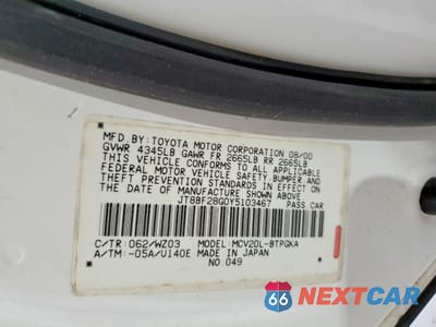 Zdjęcie 12 z 13 samochodu: 2000 LEXUS ES 300 BASE VIN:JT8BF28G0Y5103467 - miniatura