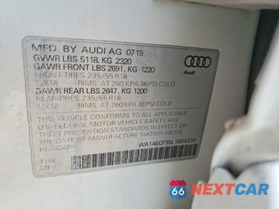Zdjęcie 12 z 12 samochodu: 2020 AUDI Q3 PREMIUM VIN:WA1AECF35L1004336 - miniatura