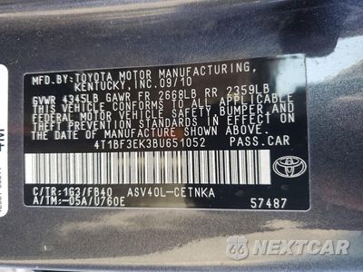 Zdjęcie 12 z 12 samochodu: 2011 TOYOTA CAMRY BASE VIN:4T1BF3EK3BU651052 - miniatura