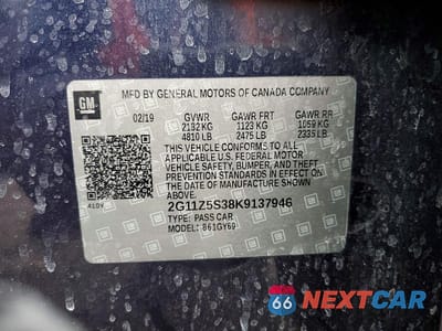 Zdjęcie 12 z 12 samochodu: 2019 CHEVROLET IMPALA LT VIN:2G11Z5S38K9137946 - miniatura