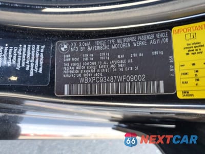 Zdjęcie 13 z 13 samochodu: 2007 BMW X3 3.0SI VIN:WBXPC93487WF09002 - miniatura