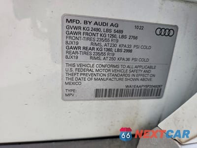 Zdjęcie 12 z 12 samochodu: 2023 AUDI Q5 PREMIUM PLUS 45 VIN:WA1EAAFY5P2049287 - miniatura