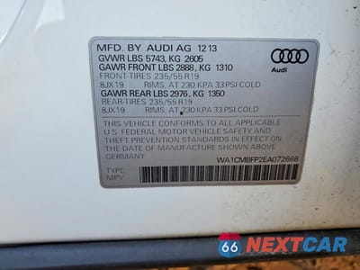 Zdjęcie 13 z 13 samochodu: 2014 AUDI Q5 TDI PREMIUM PLUS VIN:WA1CMBFP2EA072668 - miniatura