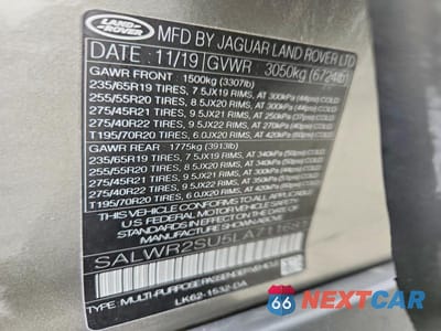 Zdjęcie 13 z 13 samochodu: 2020 LAND ROVER RANGE ROVER SPORT HSE VIN:SALWR2SU5LA711681 - miniatura