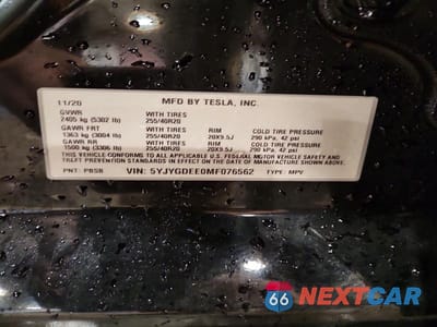 Zdjęcie 14 z 14 samochodu: 2021 TESLA MODEL Y VIN:5YJYGDEE0MF076562 - miniatura