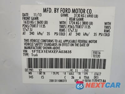 Zdjęcie 12 z 12 samochodu: 2014 FORD F150 SUPER CAB VIN:1FTEX1EMXEFA03835 - miniatura