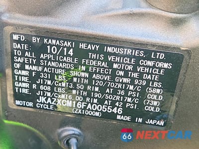 Zdjęcie 8 z 9 samochodu: 2015 KAWASAKI ZX1000 M VIN:JKAZXCM16FA005546 - miniatura