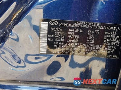 Zdjęcie 13 z 13 samochodu: 2022 HYUNDAI SANTA FE SEL VIN:5NMS34AJXNH432682 - miniatura