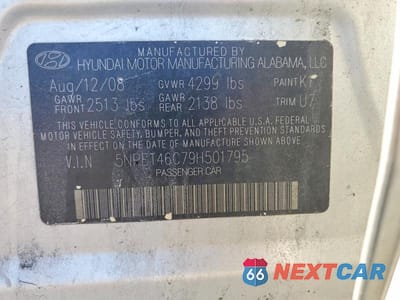 Zdjęcie 12 z 12 samochodu: 2009 HYUNDAI SONATA GLS VIN:5NPET46C79H501795 - miniatura