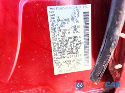 Zdjęcie 13 z 14 samochodu: 2005 NISSAN XTERRA S VIN:5N1AN08W55C626577 - miniatura