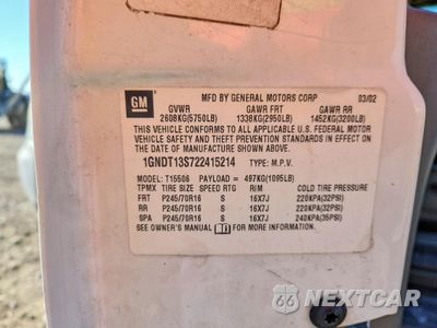 Zdjęcie 13 z 13 samochodu: 2002 CHEVROLET TRAILBLAZER VIN:1GNDT13S722415214 - miniatura