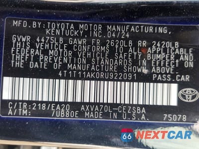 Zdjęcie 12 z 12 samochodu: 2024 TOYOTA CAMRY SE VIN:4T1T11AK0RU922091 - miniatura