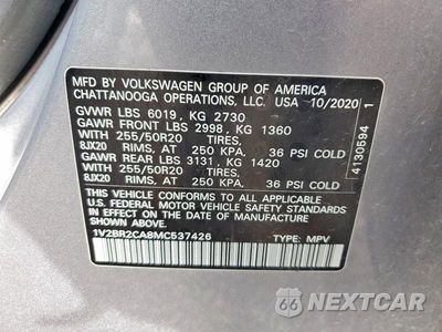 Zdjęcie 13 z 13 samochodu: 2021 VOLKSWAGEN ATLAS SEL VIN:1V2BR2CA8MC537426 - miniatura