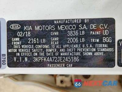 Zdjęcie 12 z 12 samochodu: 2018 KIA FORTE LX VIN:3KPFK4A72JE245186 - miniatura