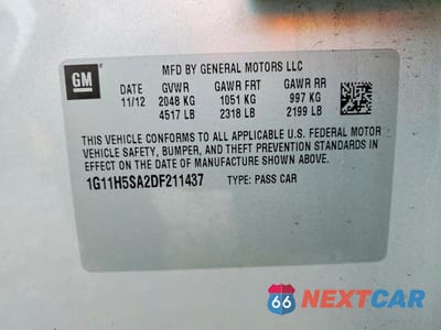 Zdjęcie 12 z 12 samochodu: 2013 CHEVROLET MALIBU LTZ VIN:1G11H5SA2DF211437 - miniatura