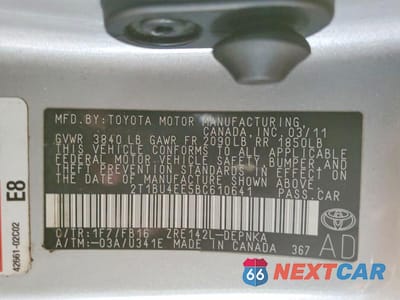 Zdjęcie 12 z 12 samochodu: 2011 TOYOTA COROLLA LE VIN:2T1BU4EE5BC610641 - miniatura