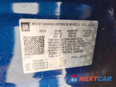 Zdjęcie 14 z 14 samochodu: 2019 CHEVROLET TRAX 1LT VIN:3GNCJPSB3KL318208 - miniatura