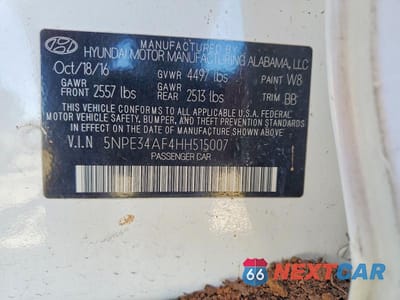 Zdjęcie 12 z 12 samochodu: 2017 HYUNDAI SONATA SPORT VIN:5NPE34AF4HH515007 - miniatura