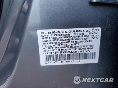 Zdjęcie 12 z 12 samochodu: 2009 HONDA PILOT EXL VIN:5FNYF486X9B054390 - miniatura