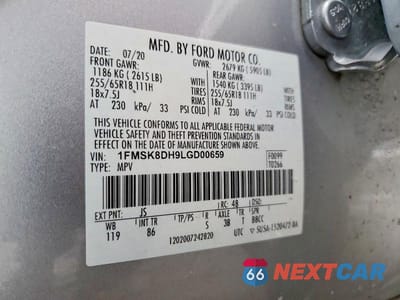 Zdjęcie 13 z 13 samochodu: 2020 FORD EXPLORER XLT VIN:1FMSK8DH9LGD00659 - miniatura