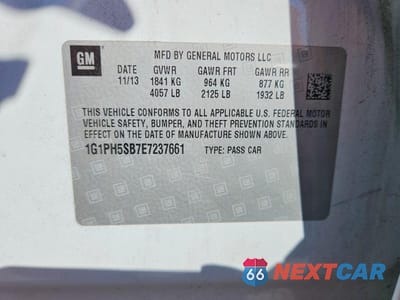 Zdjęcie 12 z 12 samochodu: 2014 CHEV CRUZE VIN:1G1PH5SB7E7237661 - miniatura